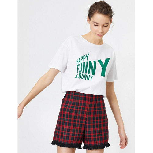 Koton Letter Printed T Shirt Ecru