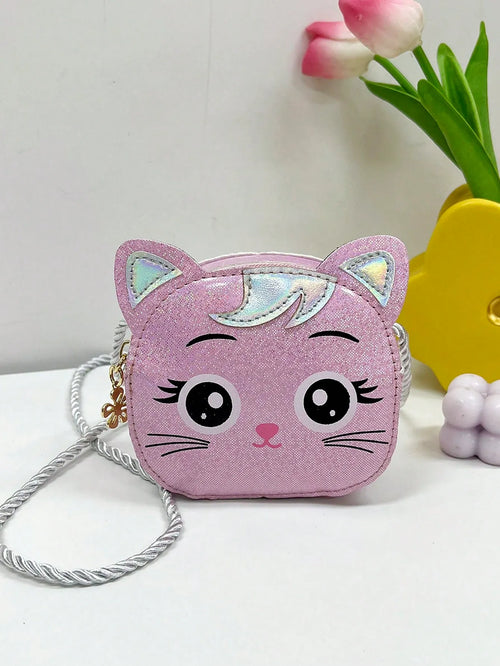 Shein - 1pc Pu Zipper Cartoon Winking Cat Cute Coin Purse