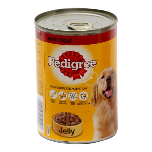 PEDIGREE DOG FOOD BEEF & LIVER MIX IN JELLY TIN 385 GM
