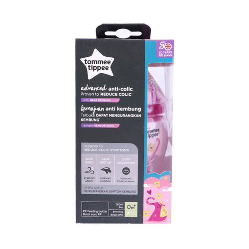 TOMMEE TIPPEE BABY FEEDING BOTTLE PINK SENSING 260 ML 422656