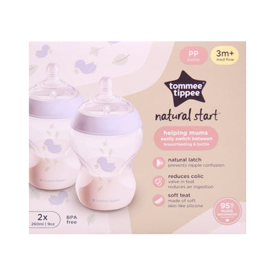 TOMMEE TIPPEE NATURAL START TINTED PP BOTTLE 2 X 260 ML BLUE