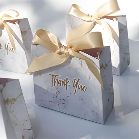 The Original - Pack Of 10 Gift Bags, Small Thank You Packaging Bags With Gold Ribbon