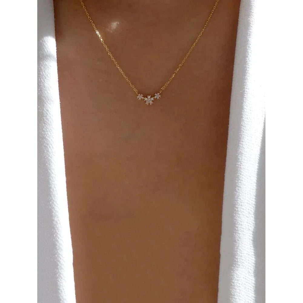 Shein - Rhinestone Flower Charm Necklace