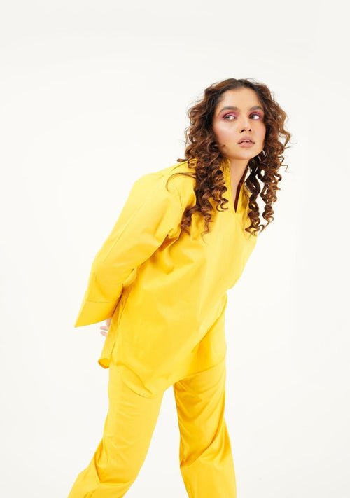 Nine90nine High Low V Neck Top - Classic Yellow