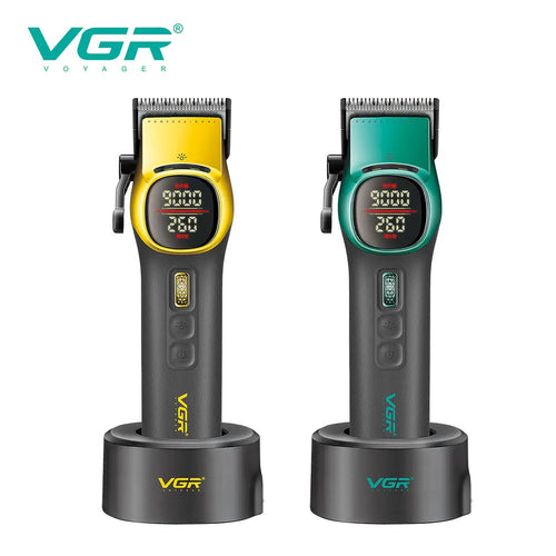 Vgr - 885 Professional Hair Clippers For Men Electric Hairdresser Set With Dlc Ceramic Blades, 21 Speed Roller, 2 Magnetic Charging Stations