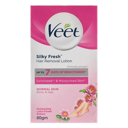 Veet Silky Fresh Hair Removal Lotion For Normal Skin With Moisturising Lotus Flower Extract 80gm