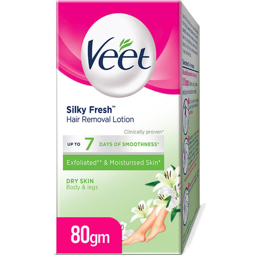 Veet Silky Fresh Hair Removal Lotion For Dry Skin With Shea Butter And Lily Fragrance 80gm