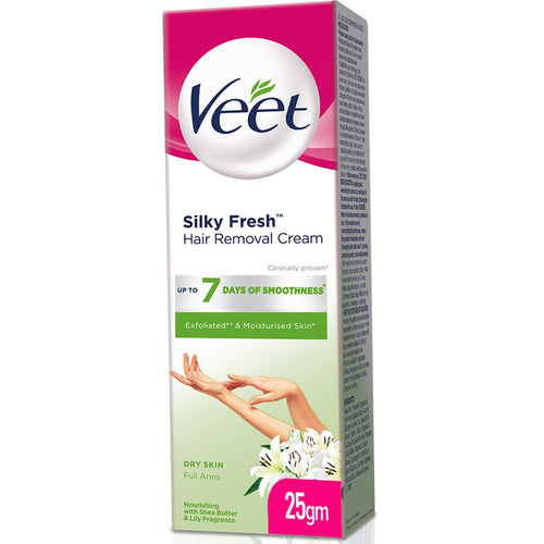 Veet Silky Fresh Hair Removal Cream For Dry Skin With Shea Butter And Lily Fragrance 25gm