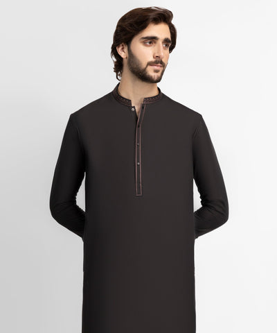 Brown Semi-Formal Kameez Shalwar