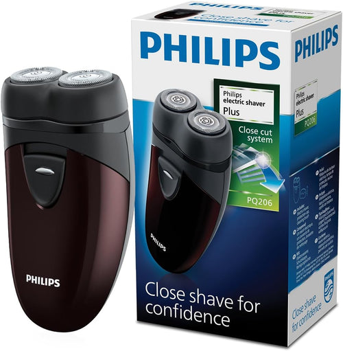 Philips Electric Shaver Pq206/18 | Battery Powered | Compact And Easy To Carry | Close, Comfortable Shave | Heads Follow Your Face | Up To 60 Min Cordless | Protective Cap & Cleaning Brush