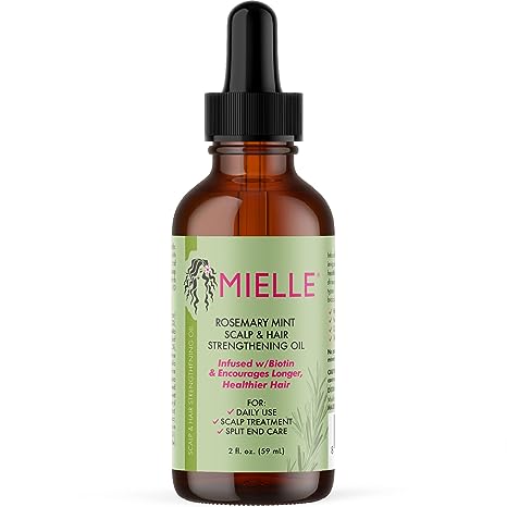 Mielle Organics Rosemary Mint Scalp & Hair Strengthening Oil With Biotin & Essential Oils, Nourishing Treatment For Split Ends And Dry Scalp For All Hair Types, 2-fluid Ounces