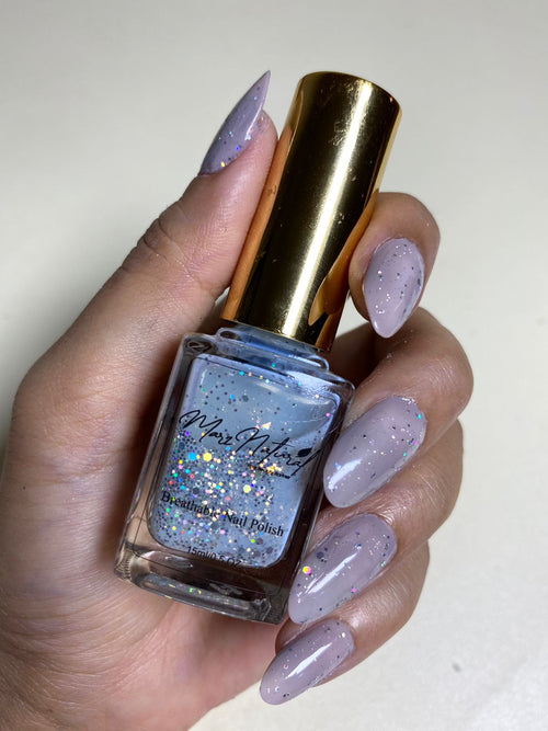 Ecomdyno - White Glitter Top - Breathable Nail Polish