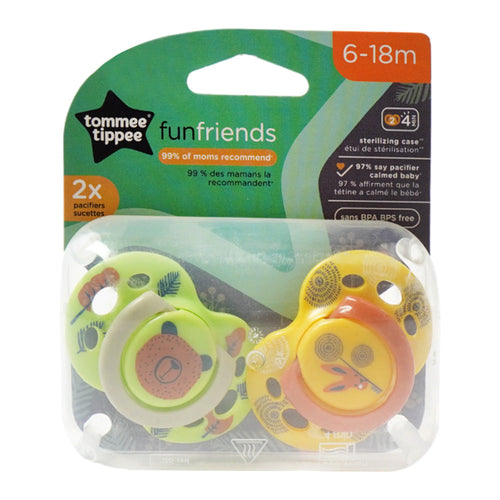 TOMMEE TIPPEE FUN FRIENDS PACIFIERS 6-18M 2 PCS