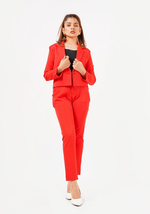 Nine90nine- Cropped Blazer - Red