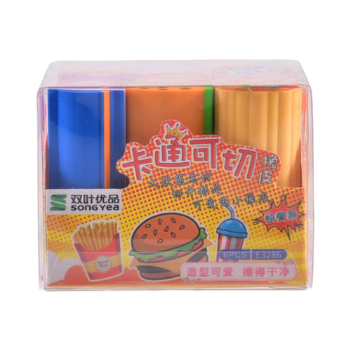 E-3286 FANCY ERASER FOOD 6PCS