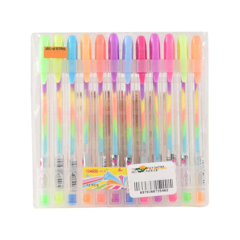 CQ717-12 FANCY GLITTER PEN 12 PC PACK Z.B