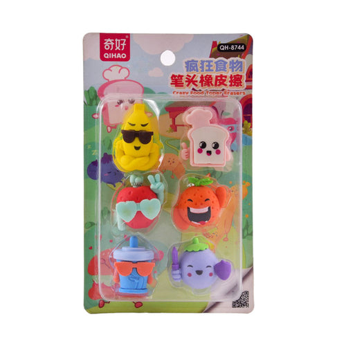 QH-8744 QIHAO FANCY CRAZY FOOD TOPER ERASER SET 6PC Z.B