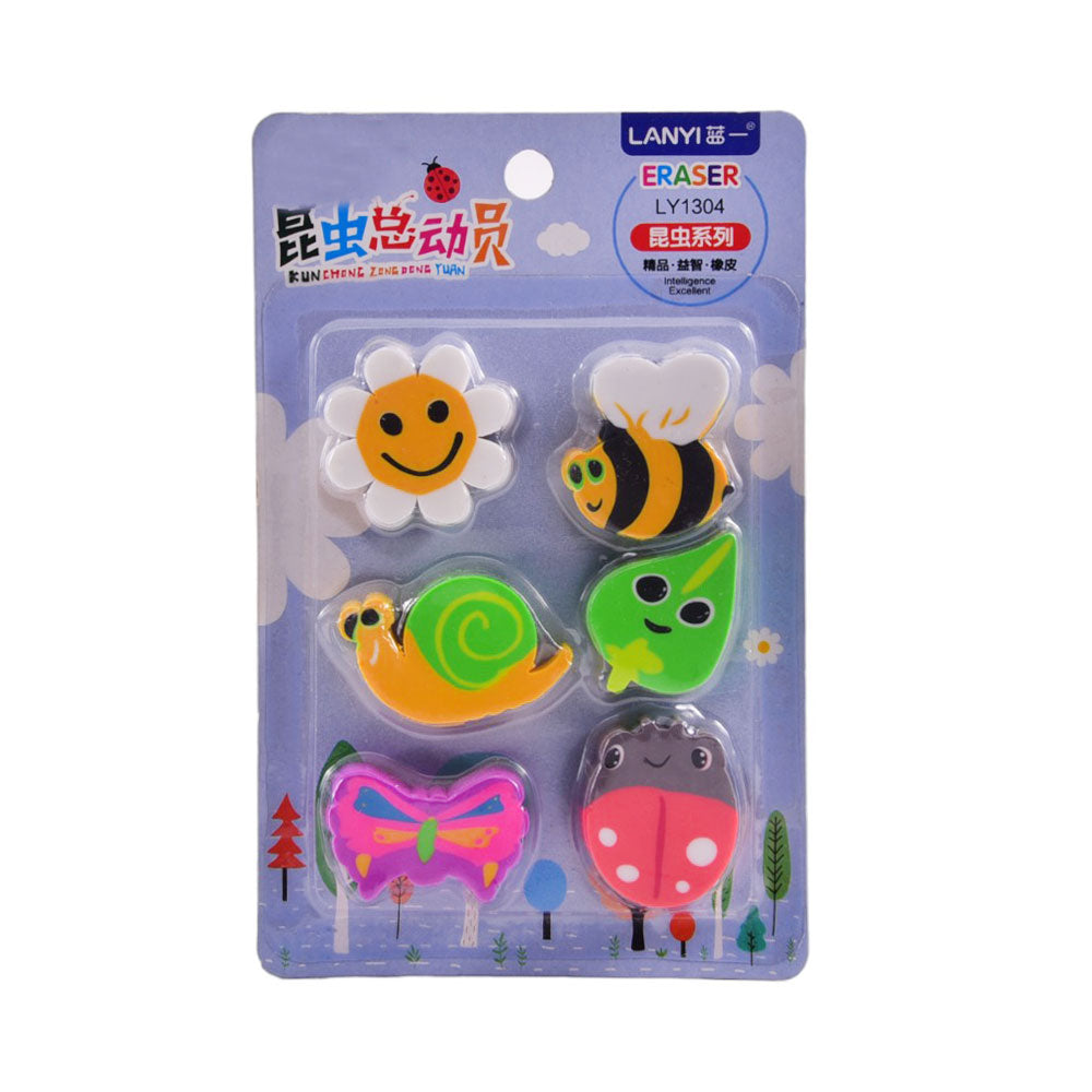 LY1304 LANYI ERASER 6PC PACK IN CARD