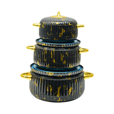 HOT POT SET 3PC SOUTHWEST KINNO LBFW2141T BLACK MARBLE