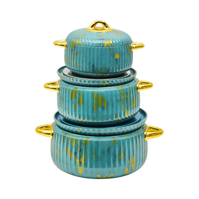 HOT POT SET 3PC SOUTHWEST KINNO LBFW2141T GREEN MARBLE