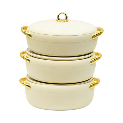 HOT POT SET 3PC FOREVER GOLD EC915 WHITE