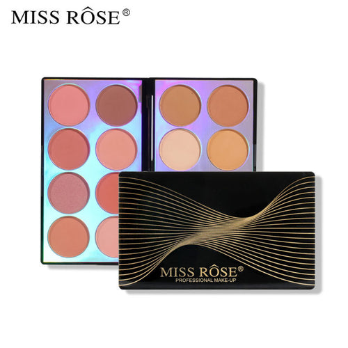 Miss Rose New Makeup Palette 8 Color Blushers 4 Color Bronzers 4 Color Highlighter