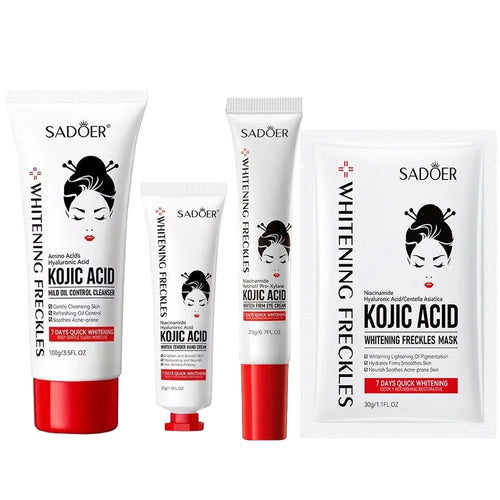 Miss Beauty New Sadoer 4 Pcs Kojic Acid 7 Days Whitening Moisturizing Skin Mild Cleansing Oil Control Moisturizer Kojic Acid Series