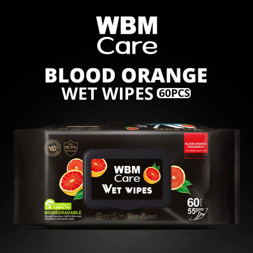 Wbm - Care Biodegradable Wet Wipes Blood Orange - 60 Wipes