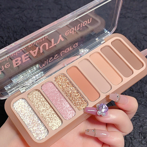 Miss Lara - 9-color Blush Highlighter Eyeshadow Tray Delicate Daily Makeup Long Lasting Natural Matte Eye Makeup 13.5g Ms-109-01
