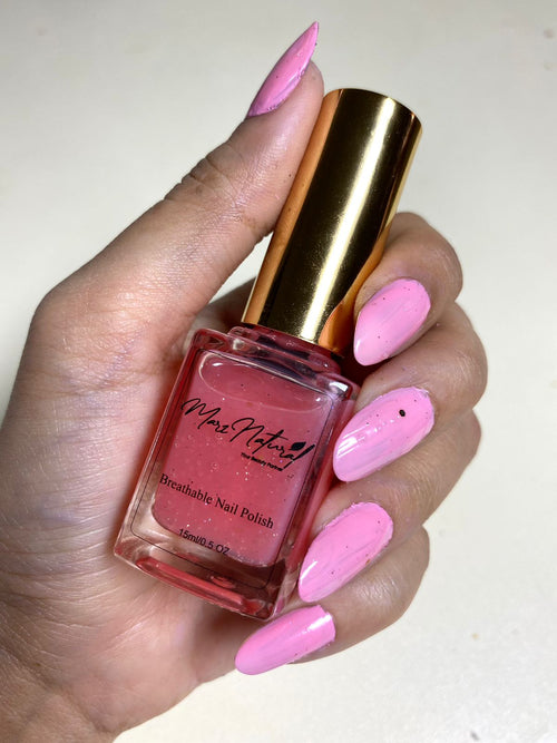 Ecomdyno - Natural Pink Glitter Top - Breathable Nail Polish
