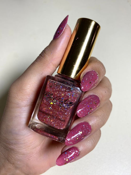 Ecomdyno - Pink Glitter - Breathable Nail Polish