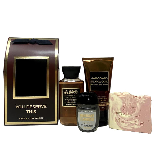 Bath & Body Works - Mahagony Teakwood Candle + Hand Wash Gift Set