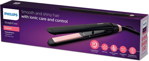 Philips Straightcare Essential Thermoprotect Straightener Bhs378/03, Ionic Care For Shiny Hair, Keratin-infused Plates, 6 Led Temperature Settings.