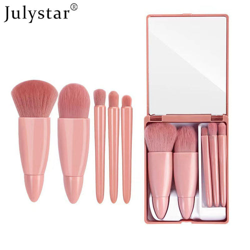Colorme - Julystar 5pcs Soft Fluffy Mirror Makeup Brushes Set For Cosmetics