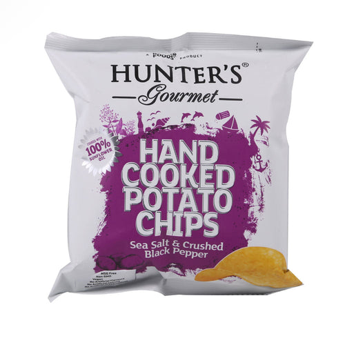 HUNTERS HAND COOKED POTATO CHIPS SEA SALT AND BLACK PEPPER 40G