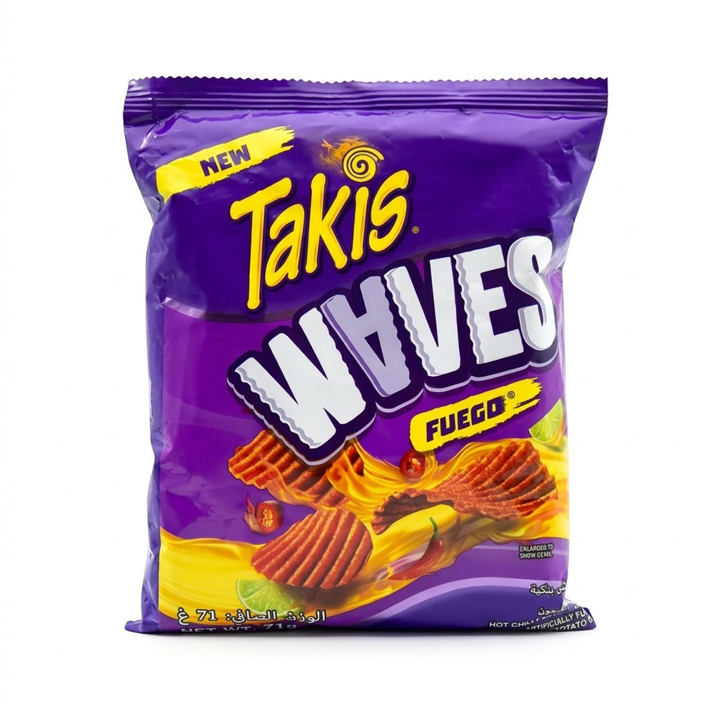 TAKIS CHIPS WAVES FUEGO HOT CHILI PEPPER & LIME 71 GM