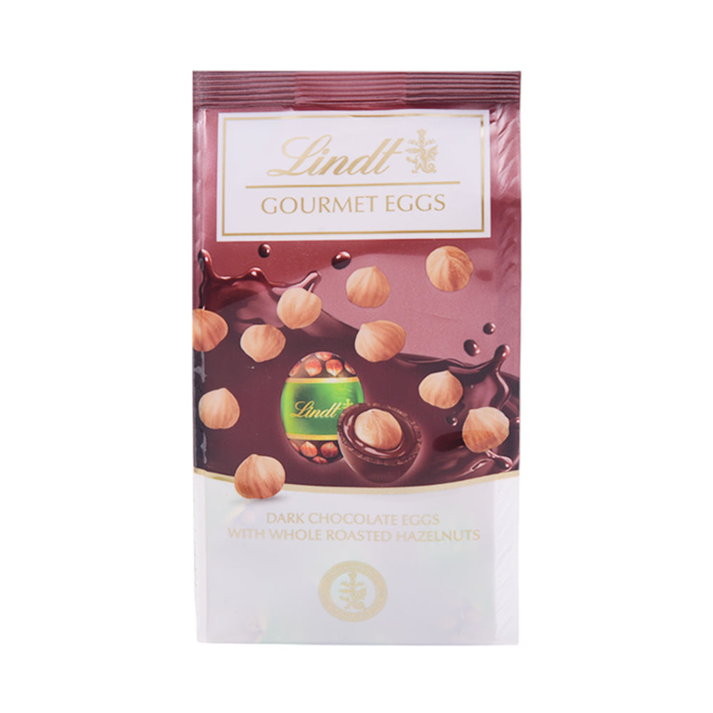 LINDT GOURMET DARK CHOCOLAT WITH HAZELNUTS EGGS 130GM