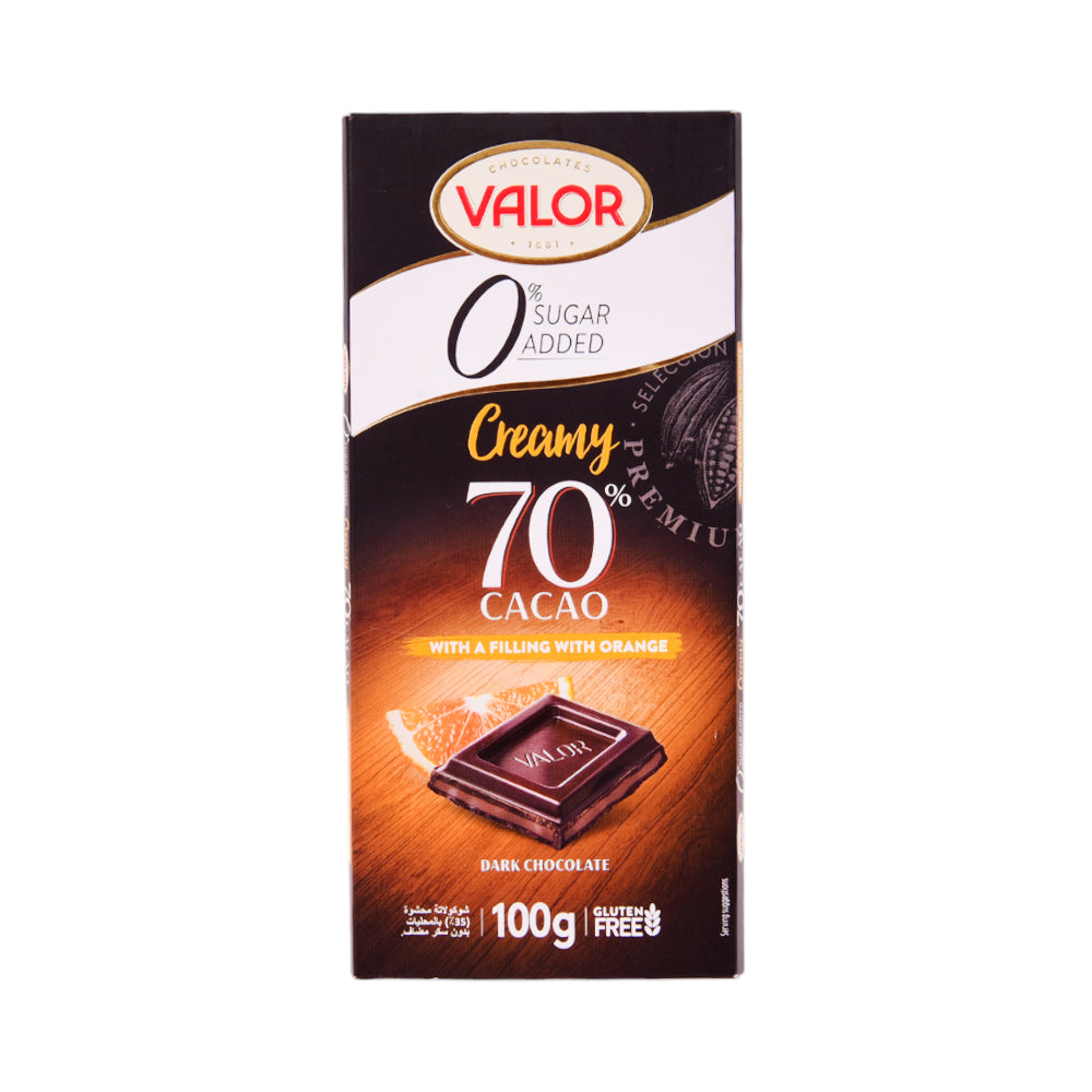 VALOR DARK CHOCOLATE 70% NO ADDED SUGAR CREAMY WITH ORANGE 1