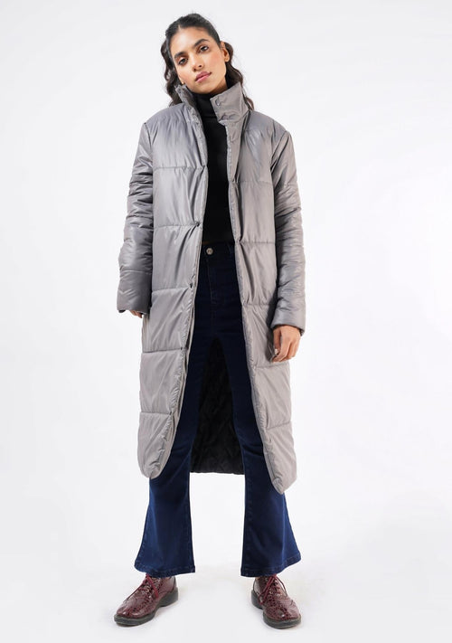 Nine90nine- Long Puffer Coat - Grey