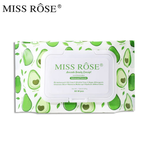 Miss Rose Avocado Makeup Remover Wipes 80/pcs 200g 7505-022m