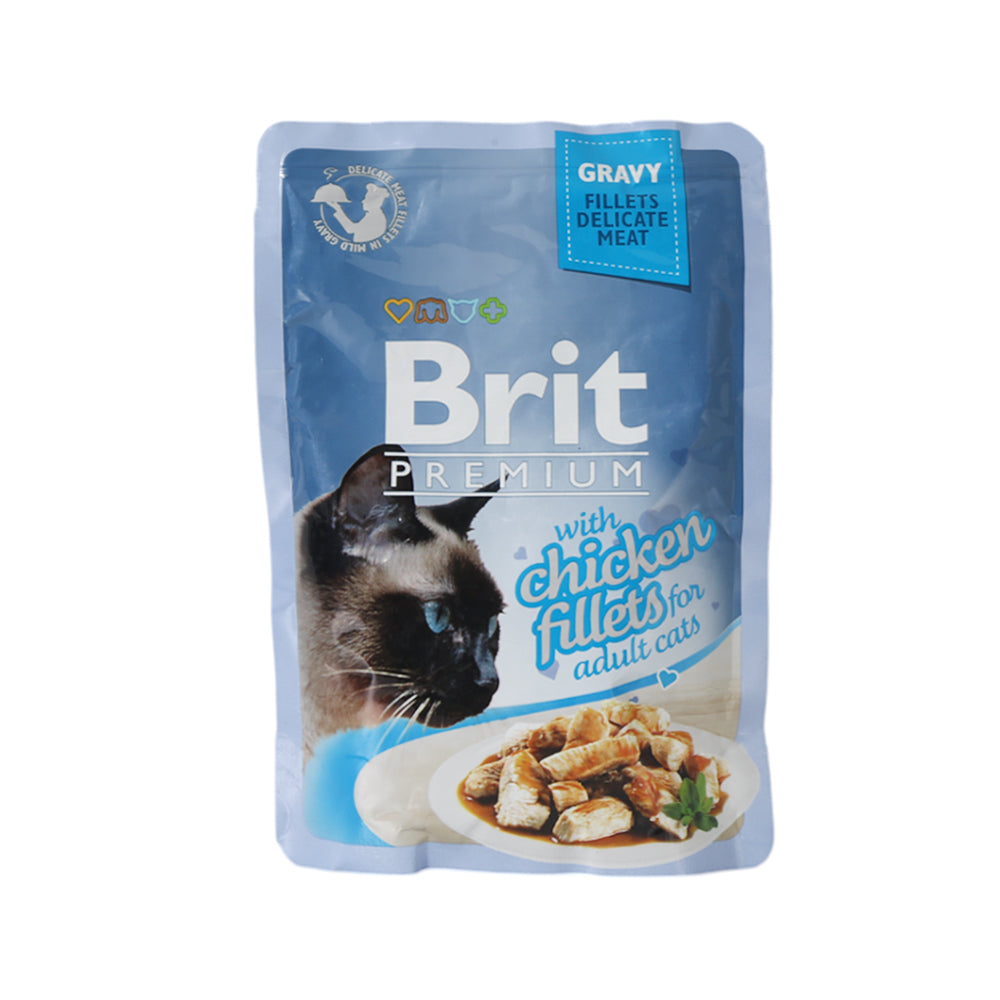 BRIT CAT FOOD PREMIUM GRAVY CHICKEN ADULT FILLETS 85 GM