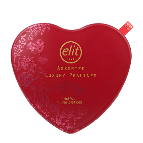 ELIT CHOCOLATE ASSORTED LUXURY PRALINES HEART TIN 160 GM
