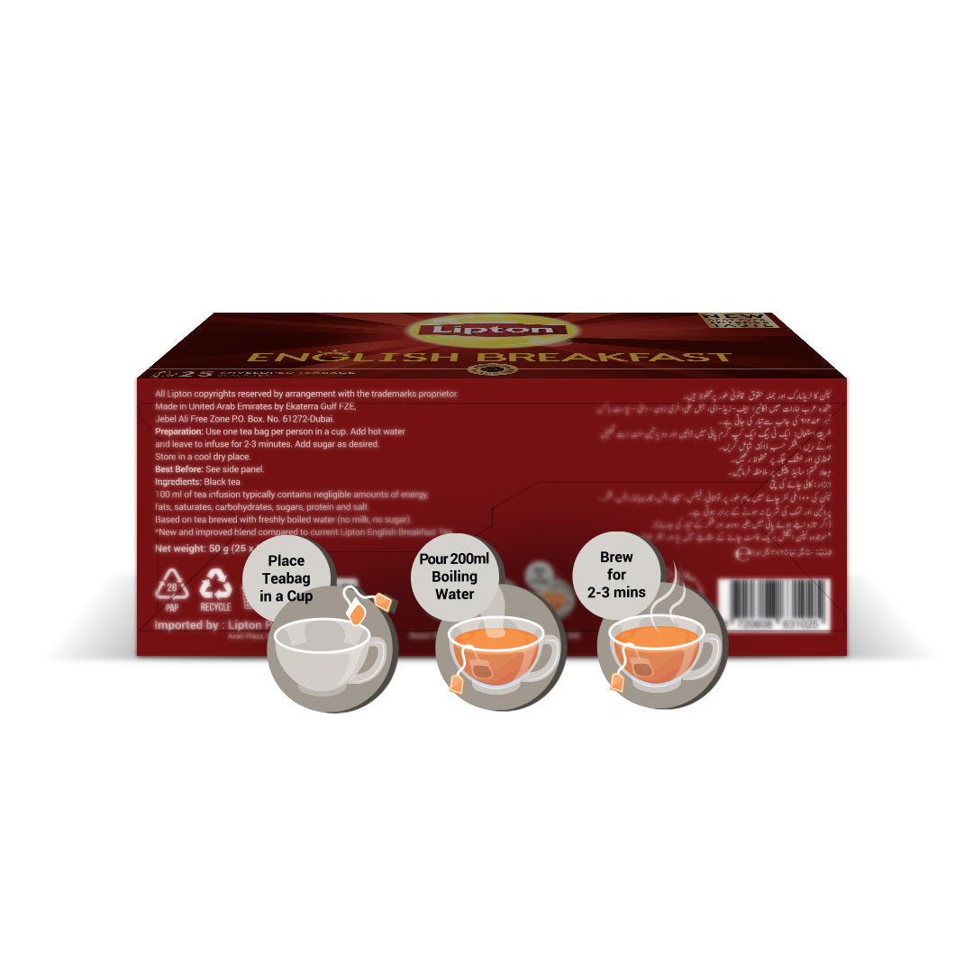 LIPTON ENGLISH BREAKFAST 25 ENVELOPE TEA BAGS
