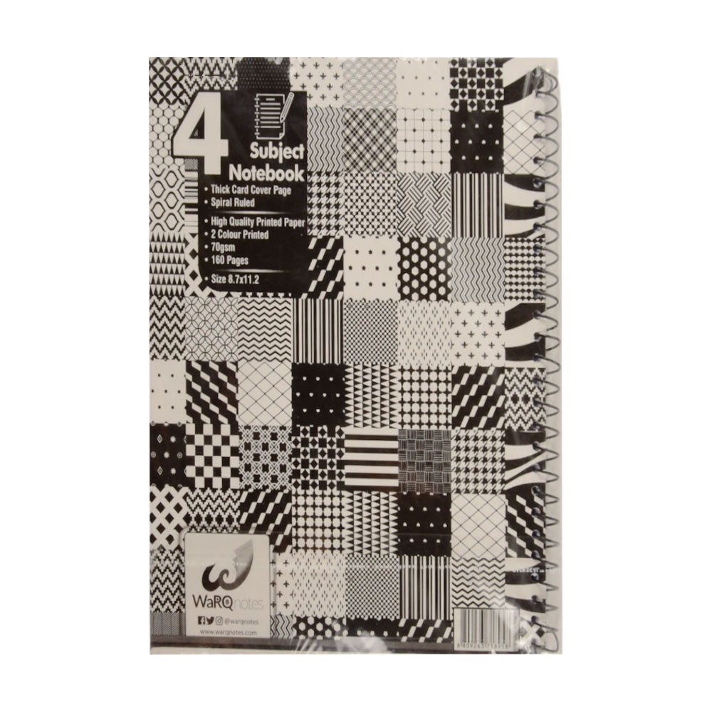 1204 WARQNOTES 4 SUBJECT NOTE BOOK RING