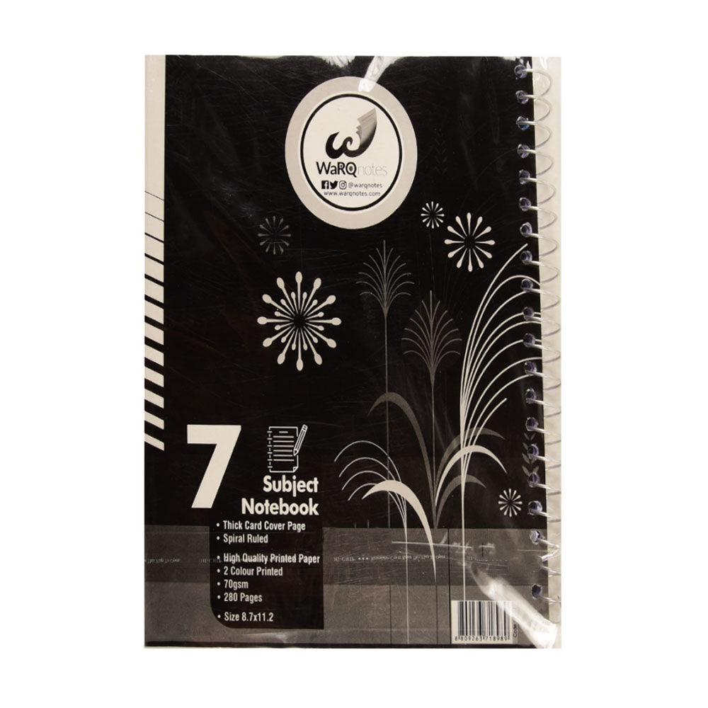 1207 WARQNOTES 7 SUBJECT NOTE BOOK RING