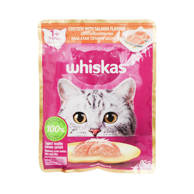 WHISKAS CAT FOOD CHICKEN WITH SALMON 1+YEAR 80G