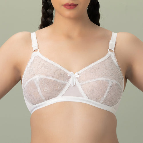 Bebelle - X-over Trendy, Soft Lace Unpadded Crossover Bra - White