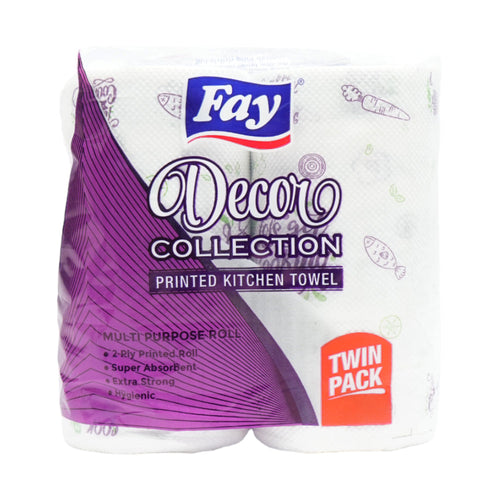 FAY DECOR PRINTED KITCHEN TOWEL ROLL TWIN PACK