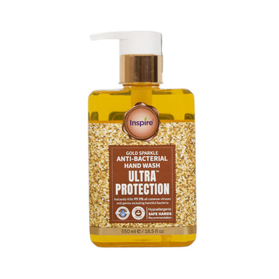 INSPIRE HAND WASH ULTRA PROTECTION GOLD SPARKLE 550 ML
