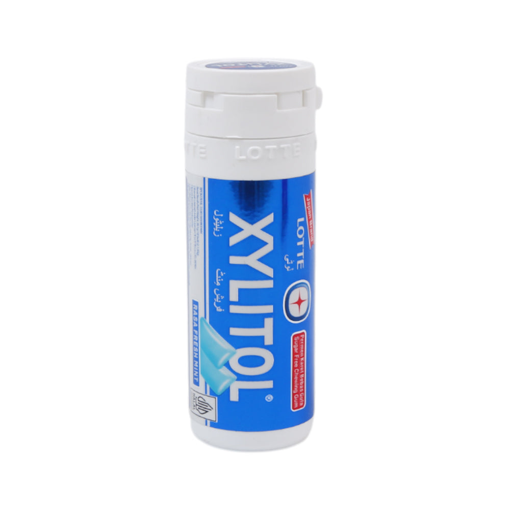 LOTTE XYLITOL CHEWING GUM FRESH MINT BOTTLE 29 GM